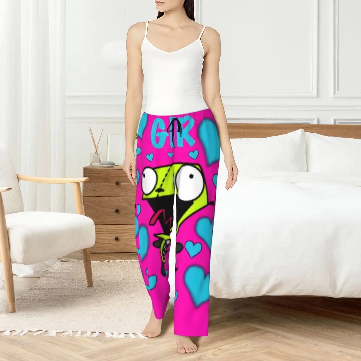 Personalized I-Invader Z-Zim Cartoon Pants with Pockets