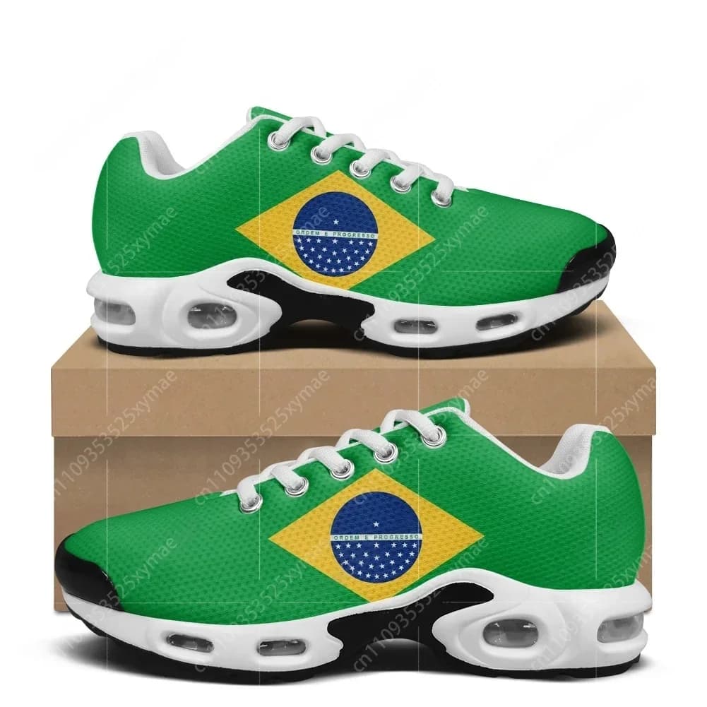 Brazilian flag personalised print Air Cushion Sneakers Mens Womens Hiking Running Shoes Mountain Climbing Shoes Custom Shoes