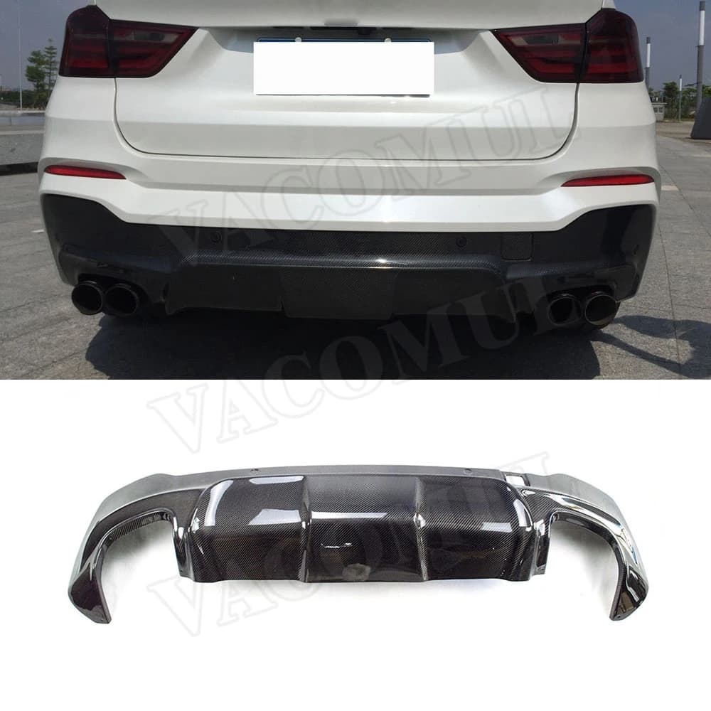 VACOMUL Carbon Fiber Rear Diffuser Lip Aprons For BMW X4 F26 M-Sport M-TECH 2014-2017 3D FRP Back Bumper Guard Car Styling