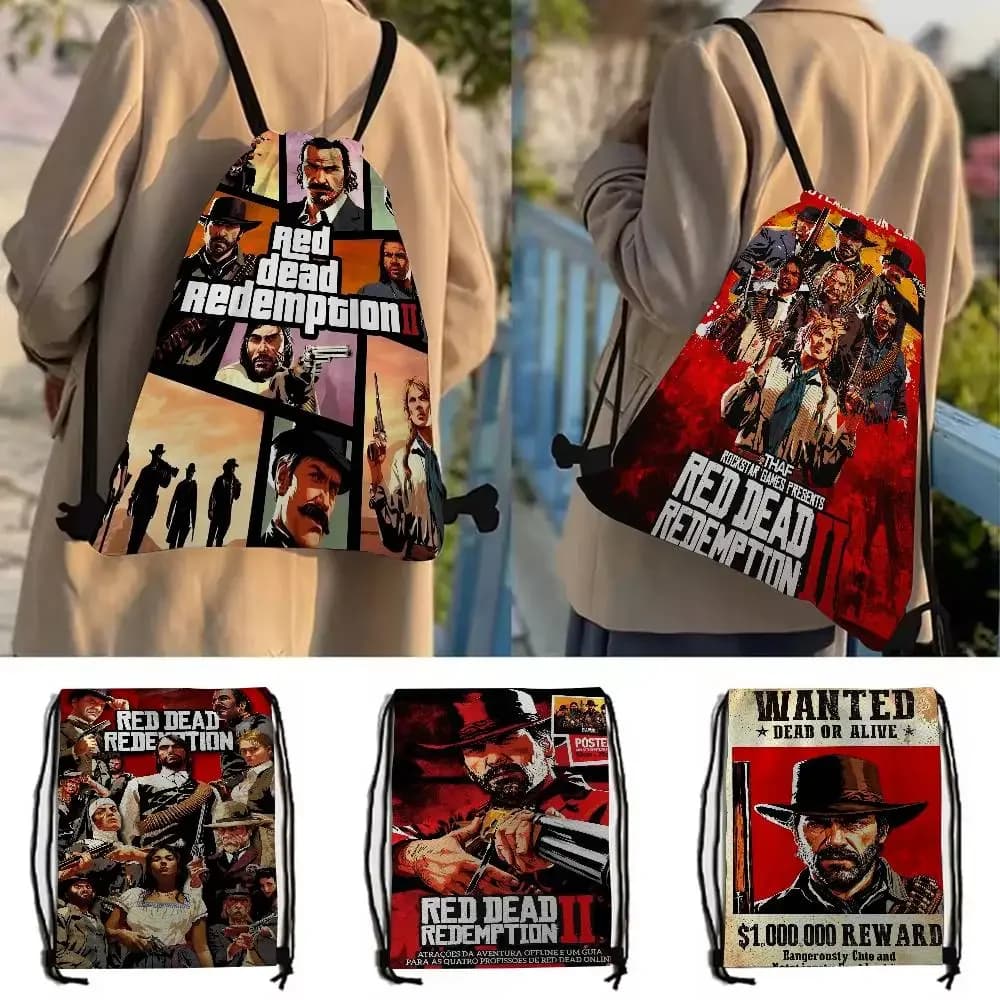 Gioco popolare R-Red Dead R-RedemptionS-S 2 Zaino con coulisse per scarpe Zaino Borse a tracolla Borsa da palestra