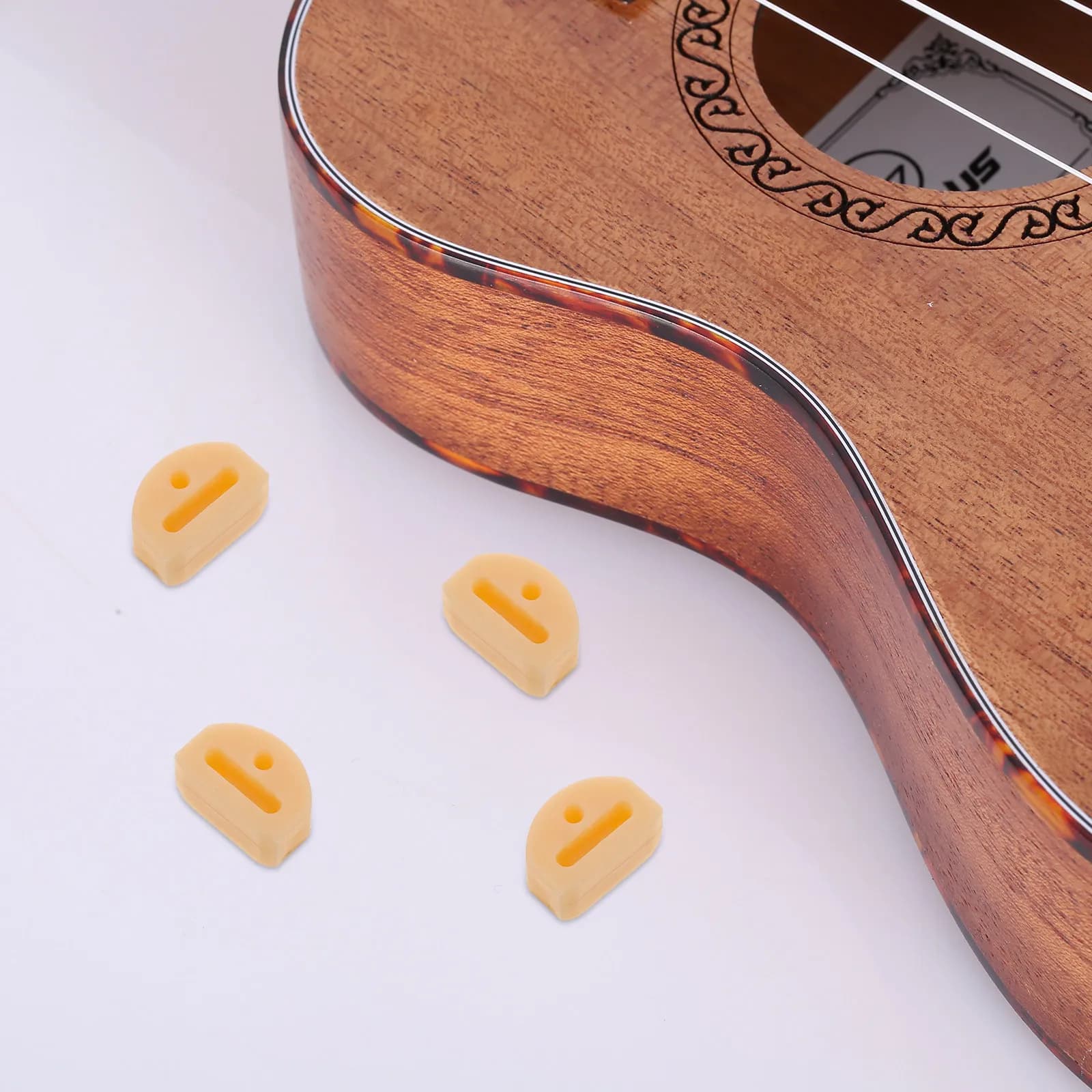 6Pcs Beige Nylon String Locks for Classical Flamenco Guitar Ukulele Guitar String Tie Accessories Fasteners Strap Lock Button