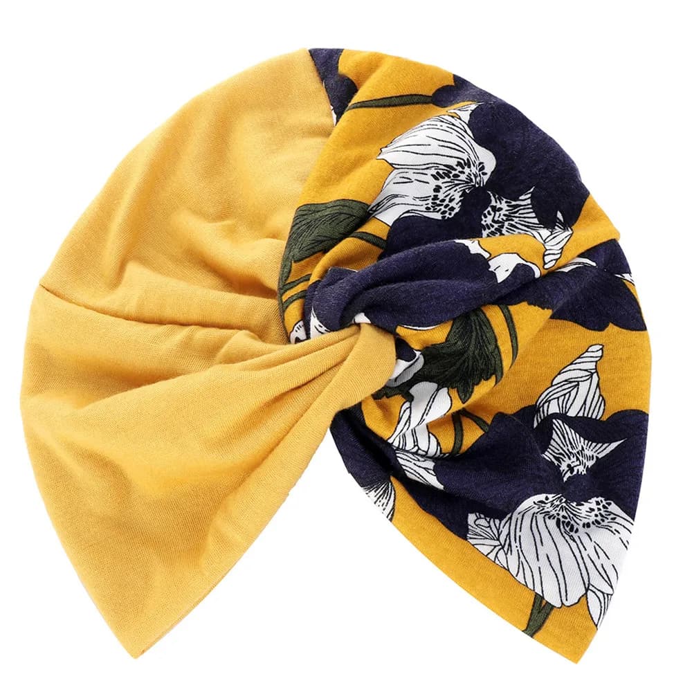 Nuova stampa Twist Nodo Turbante Donne indiane Skullies Musulmano Hijab Chemio Cap Cancro Cappello Berretti Cofano Stretch Perdita di capelli Copricapo
