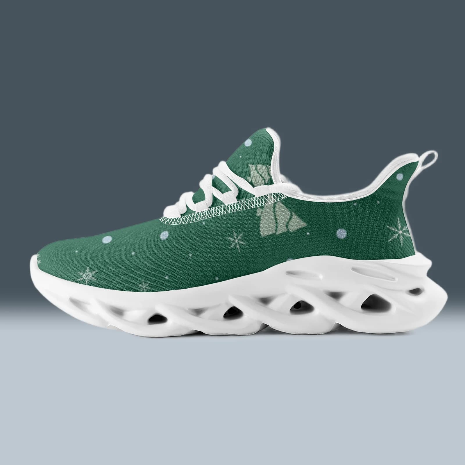 Scarpe da ginnastica casual personalizzate con atmosfera natalizia verde per uomo e donna, scarpe da corsa leggere e traspiranti
