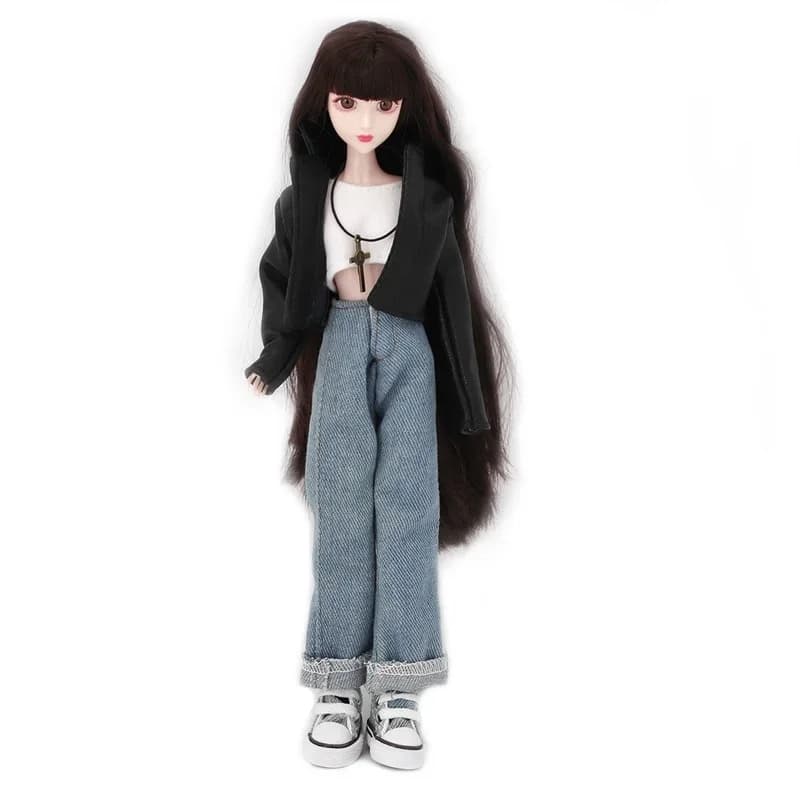 Vestiti per bambole giacche in pelle di Jeans Casual pantaloni abbigliamento bambini ragazze giocattoli Dress Up set Jeans per accessori barbie