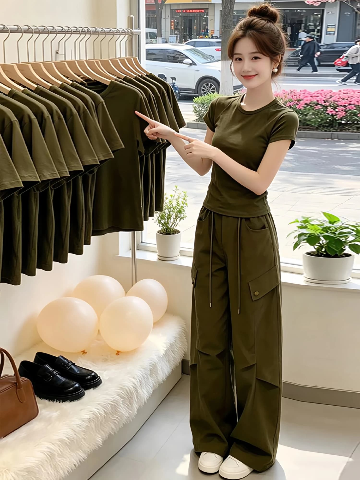 Slim Fit Short Sleeve T-Shirt And Wide Leg Pants Workwear Casual Sport Two Piece Set Women's Summer Fashion Ensemble