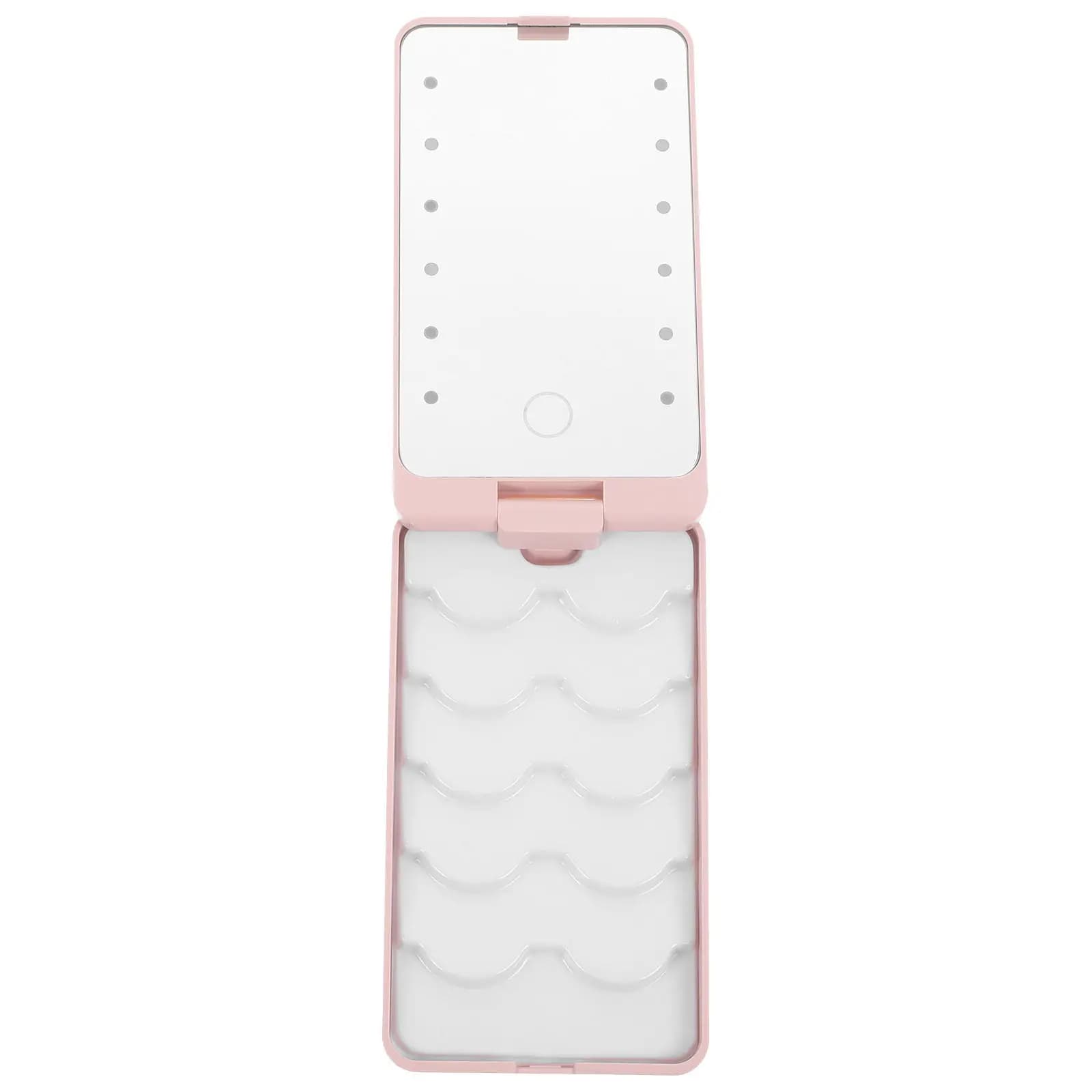 Scatola porta ciglia LED con specchio HD, leggera e portatile, organizer per ciglia