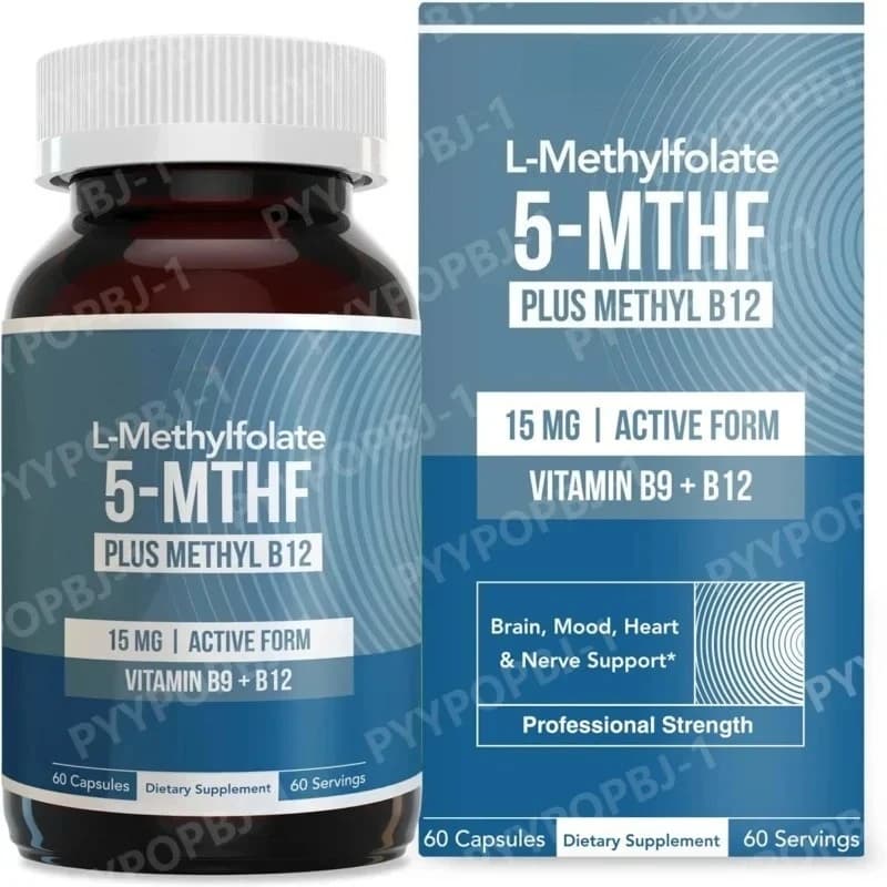 L Methylfolate 5 MTHF 15mg Plus Methyl B12 Vitamin B9 Active Form Nutritional Supplement 60 Capsules