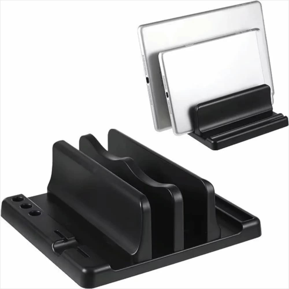 Supporto Universale Salvaspazio per Tablet, Larghezza Regolabile, Supporto Verticale Portatile in Plastica, Supporto Regolabile per Notebook e PC Portatile