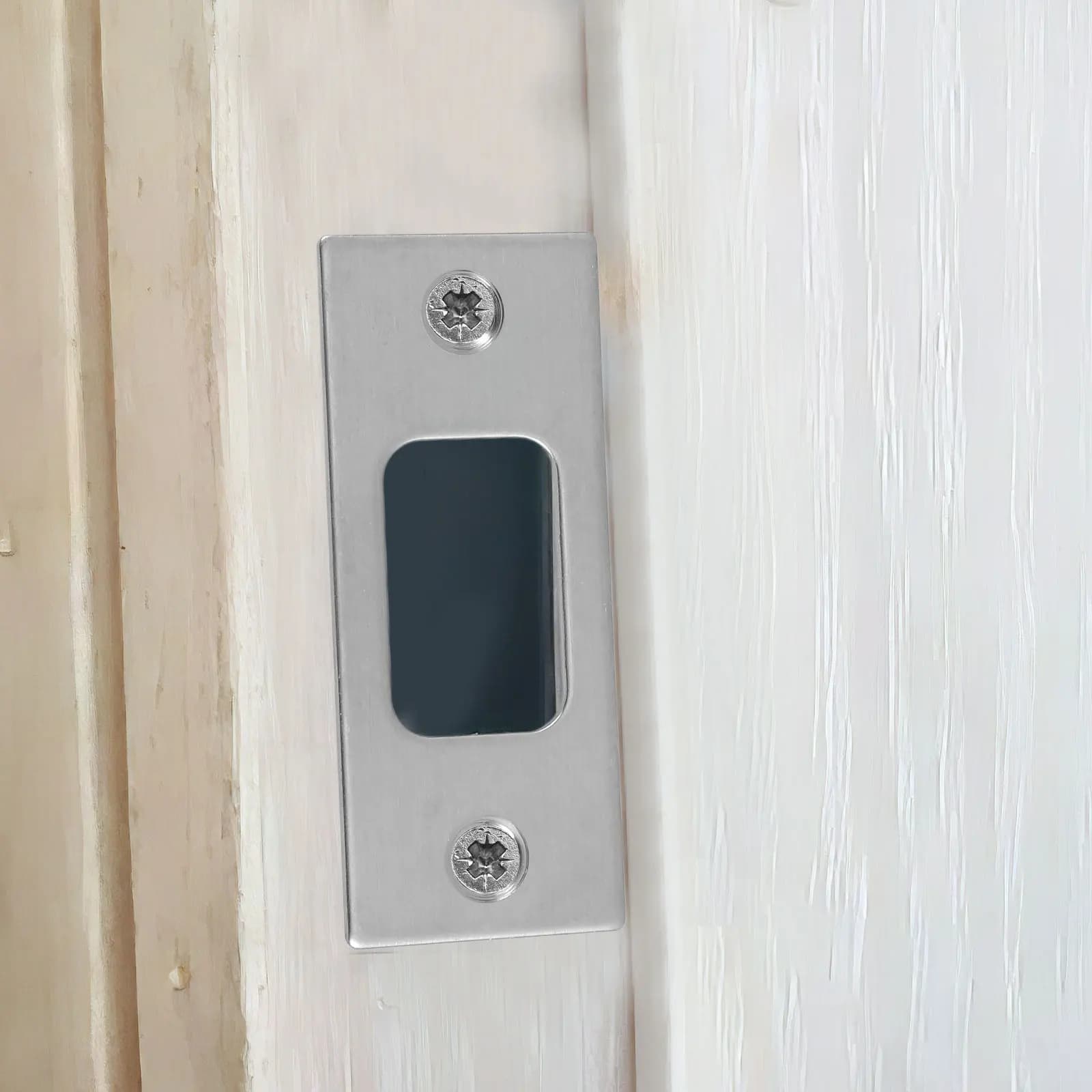 1 set di piastra per porta in acciaio inossidabile con serratura a catenaccio, piastra posteriore ispessita per la sicurezza e il rinforzo delle porte di casa