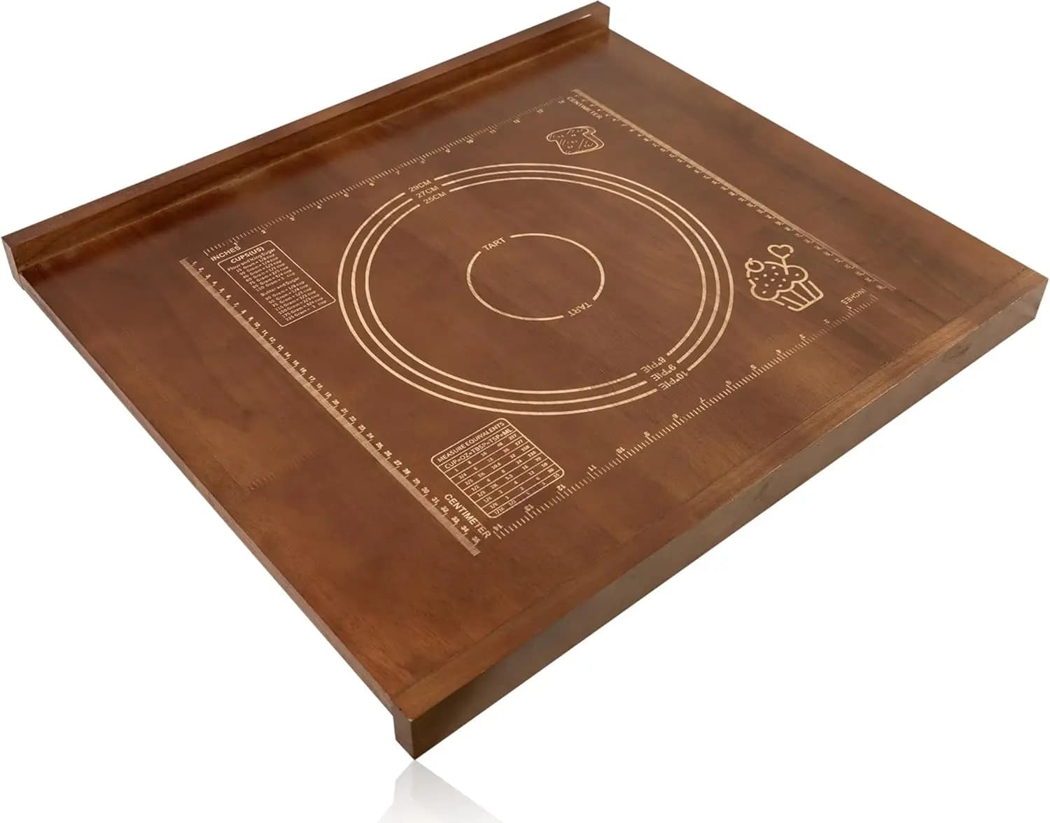 Tagliere in Legno per Pasticceria con Bordo - Grande Tavola per Impastare, Stendere e Cuocere, Tagliere in Legno per Pane