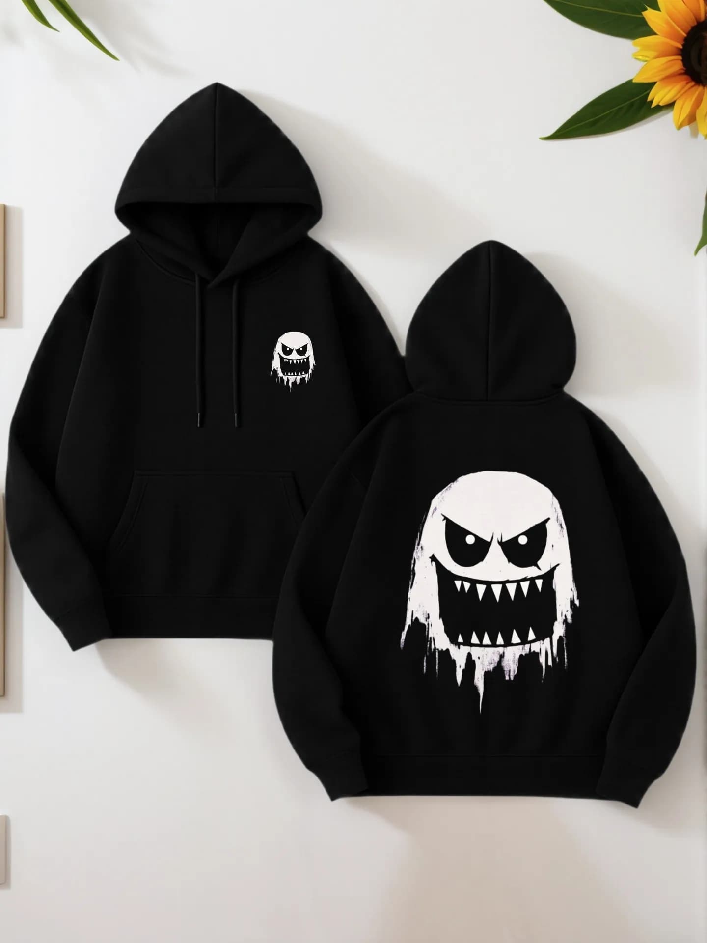 Felpa con cappuccio grafica da uomo, Leone - Stampa, Stile casual, Foderata in pile, Da indossare tutti i giorni, Per uomo