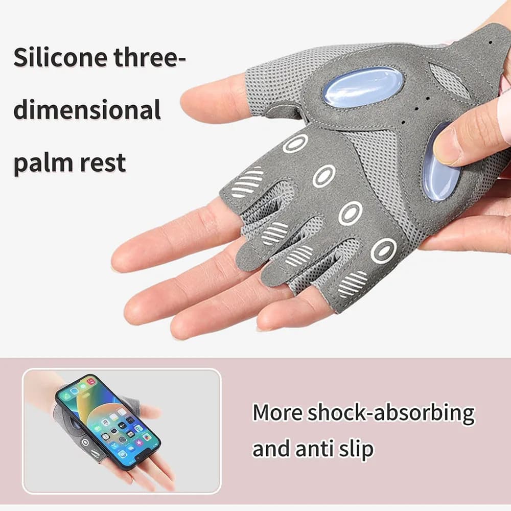 Cycling Gloves for Fitness, Mid-Size, Anti-slip, Absorbent, Ice Silk, for Men and Women, Yoga, Sport and Gym