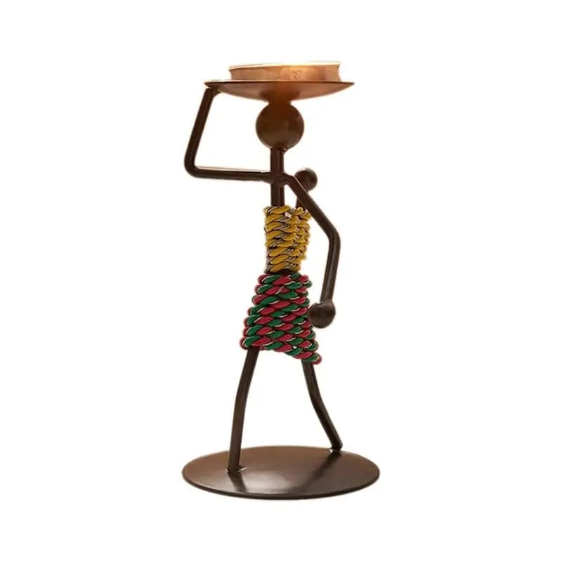 AEE2-Handmade Candle Holder Crafts Miniature Wrought Candle Holder Decoration Retro Candle Holder