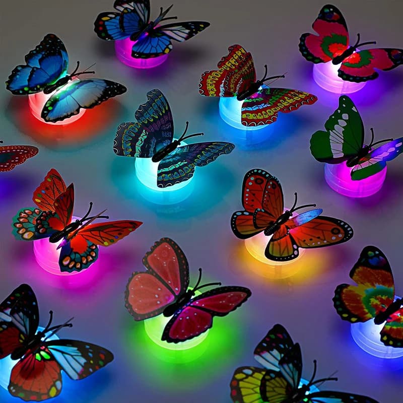 5/10 pezzi 3D LED farfalla decora luce notturna adesivo lampada da parete singola per bambini camera da letto giardino cortile prato festa festiva