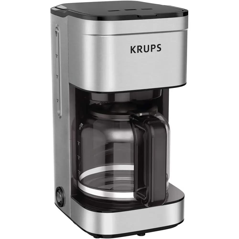 Macchina per caffè americano in acciaio inossidabile da 10 tazze, 900 W, filtro rimovibile, caraffa lavabile in lavastoviglie, nero e argento