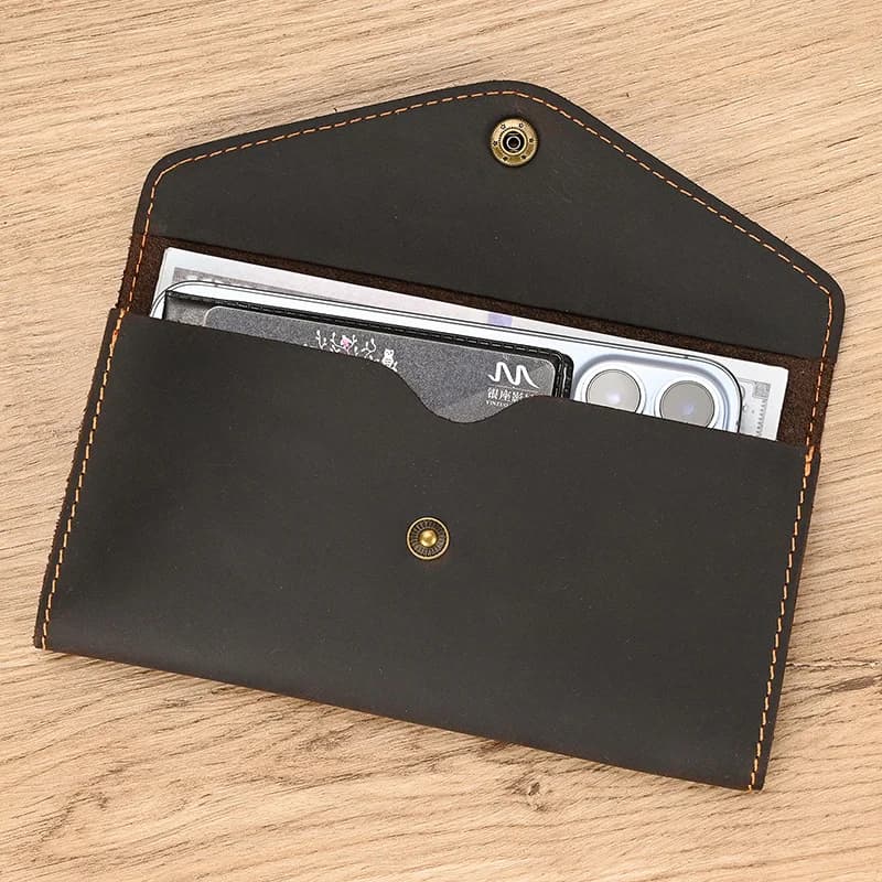 Thin Style Men's Wallet Hasp Genuine Leather Envelope Wallet Money Case Cards ID Holder Bags Real Cow Leather Male Clutch Purse