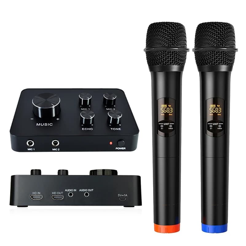 Smart TV Karaoke Mixer Echo Tone Uhf Microfono wireless portatile Ricevitore SoundBar Proiettore per PC Home Theater Karaoke Mixer