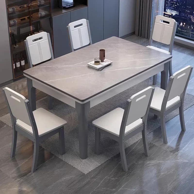 m Tavolo da pranzo rettangolare di lusso Soggiorno in marmo Cucina nordica Tavolo da pranzo per la casa Gambe moderne Mesas Set di mobili da giardino m
