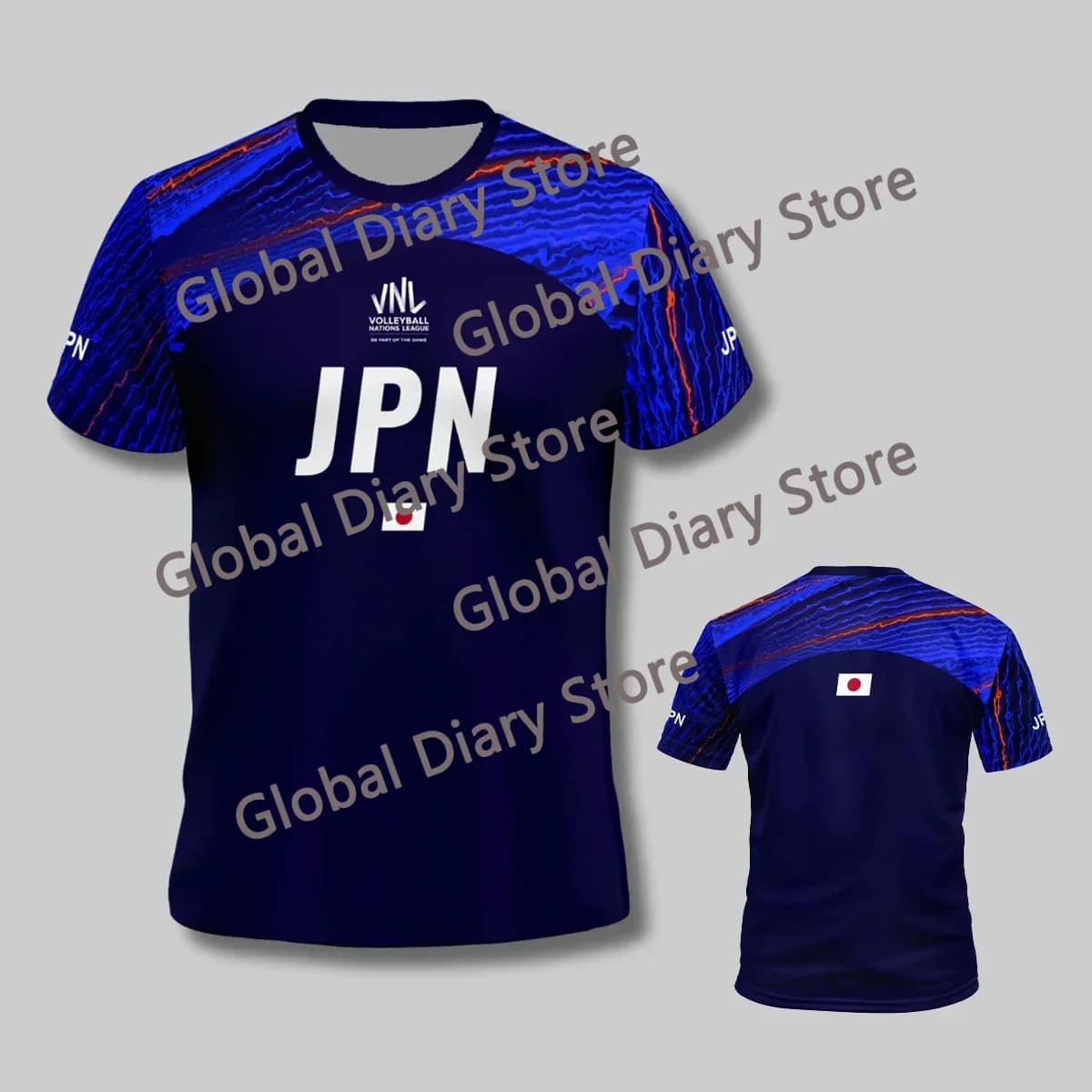 New Japanese Vnl Blue 2026 Volleyball Shirt, Breathable Sport T-shirt and Comfortable Fast Drying for Men and Women