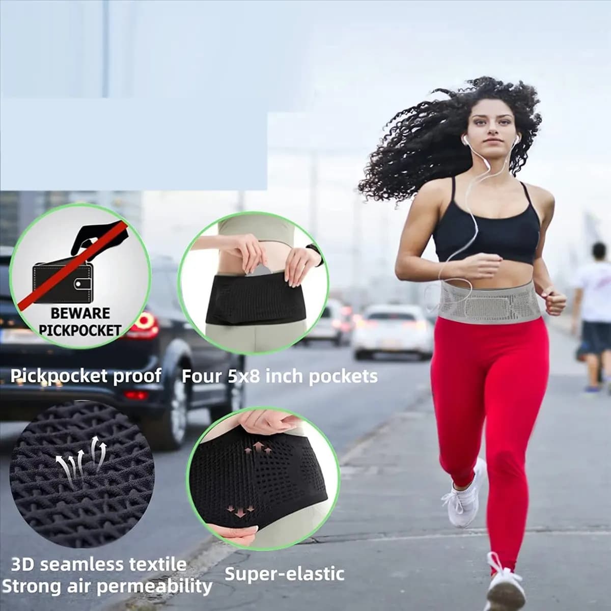2X Running Belt, Mobile Carrier Waist, Packet for Travel and Cycling, L
