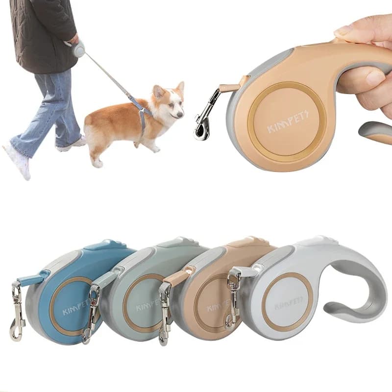 Guinzaglio in Nylon 3M 5M, Cintura di Trazione Durevole per Camminata e Corsa, Estensione Automatica Flessibile per Cani Piccoli e Medi