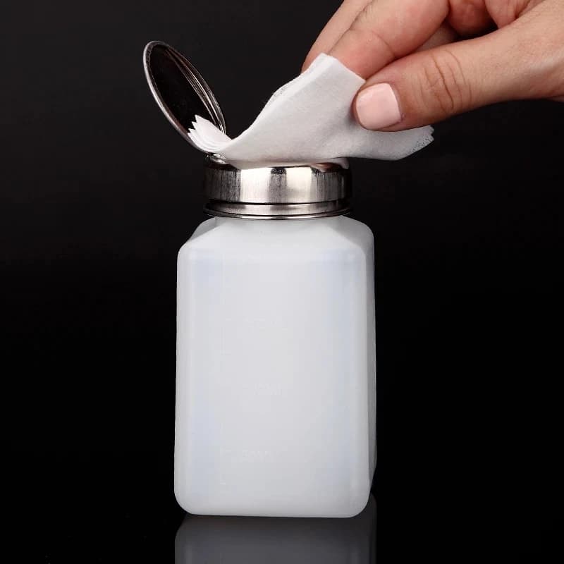 1 pz 200ML Pressa Portatile Vuota Bottiglia Riutilizzabile Pompa di Alcol Liquido Gel UV Smalto Per Unghie Cleaner Acetone Acqua di Rimozione Dispenser