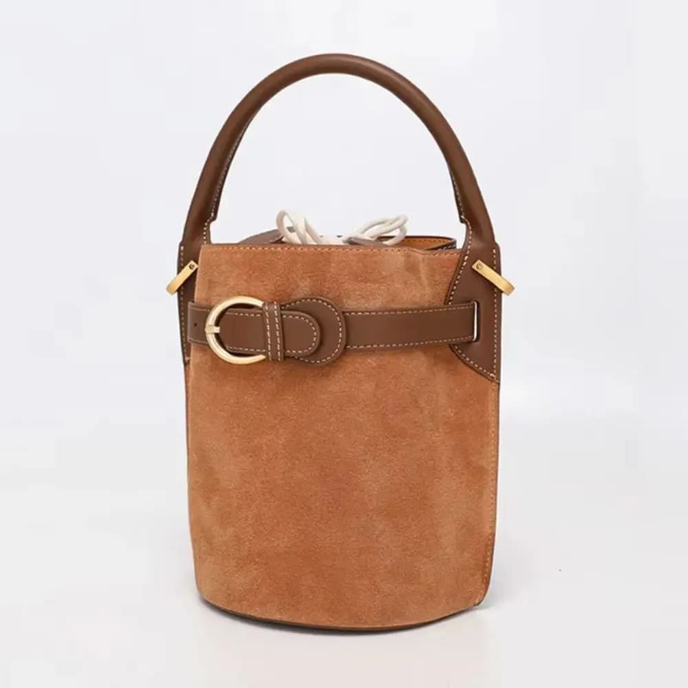 Simple PU Luxury Handbag Purple Large Capacity Bucket Bag Shoulder Bag
