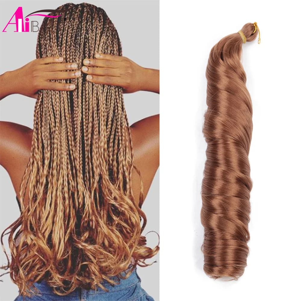 Alibab Synthetic Loose Wave Crochet Braids Hair Yaki Pony Style Wavy Curly Braiding Hair French Curl Hair Extensions Hook Braid
