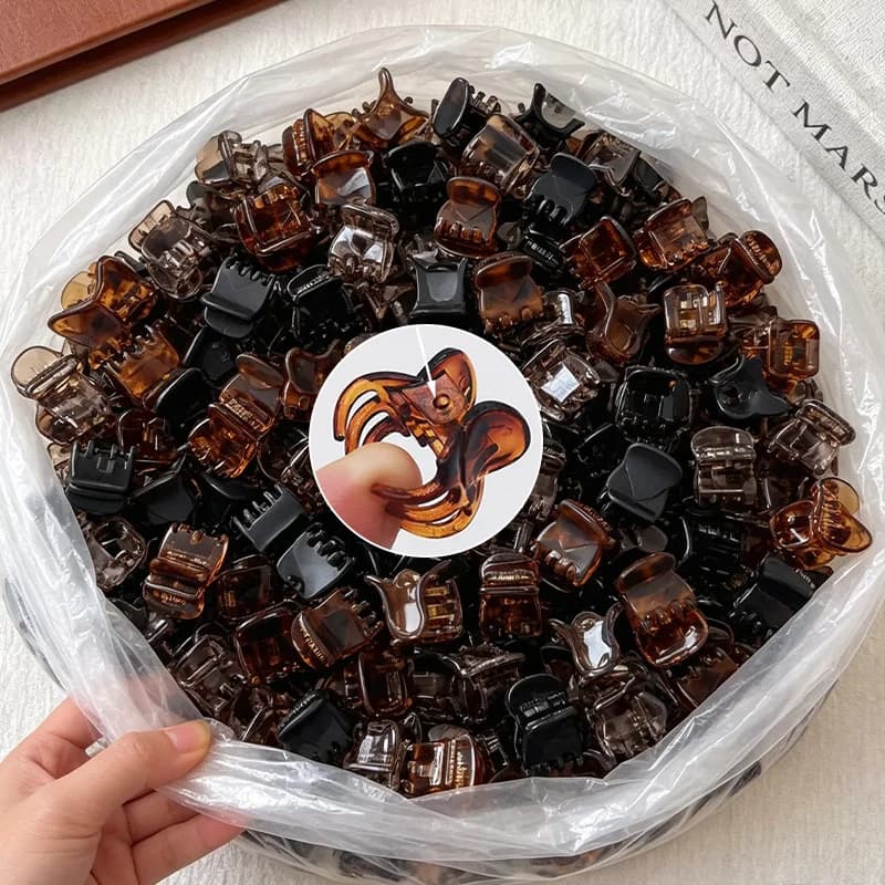 120 Mini Fermagli per Capelli a Clip per Donne e Ragazze, Stile Coreano, Neri Trasparenti in Plastica, Accessori per Acconciature Bambini