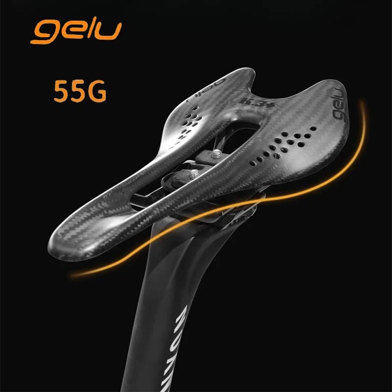 Gelu Selle per bicicletta ultraleggera interamente in fibra di carbonio da 55 g - Cava, traspirante, ergonomica per MTB e bici da autostrada