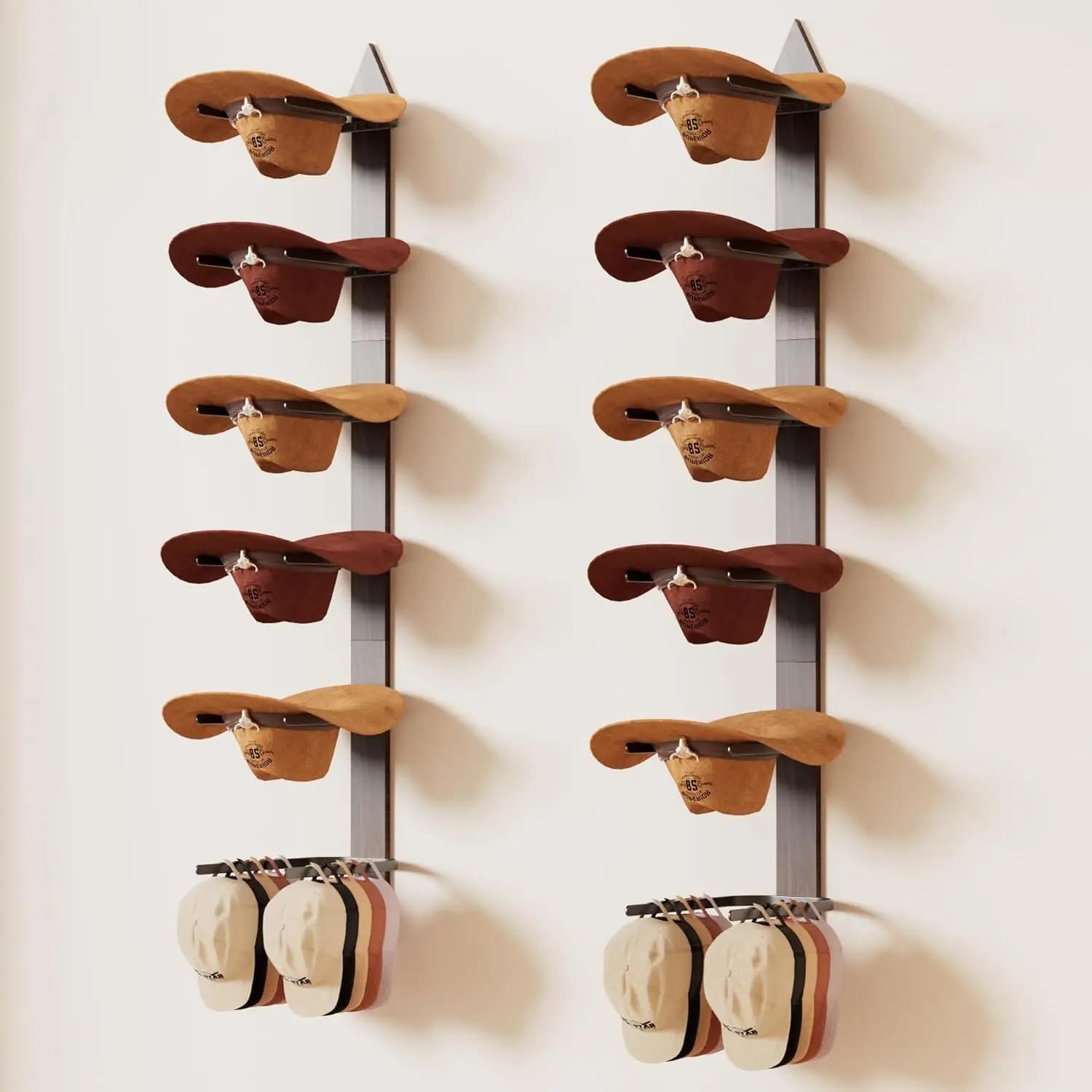 Appendiabiti da parete in legno con design a freccia, porta 6 cappelli, decorazione rustica in stile western per Fedora e berretti