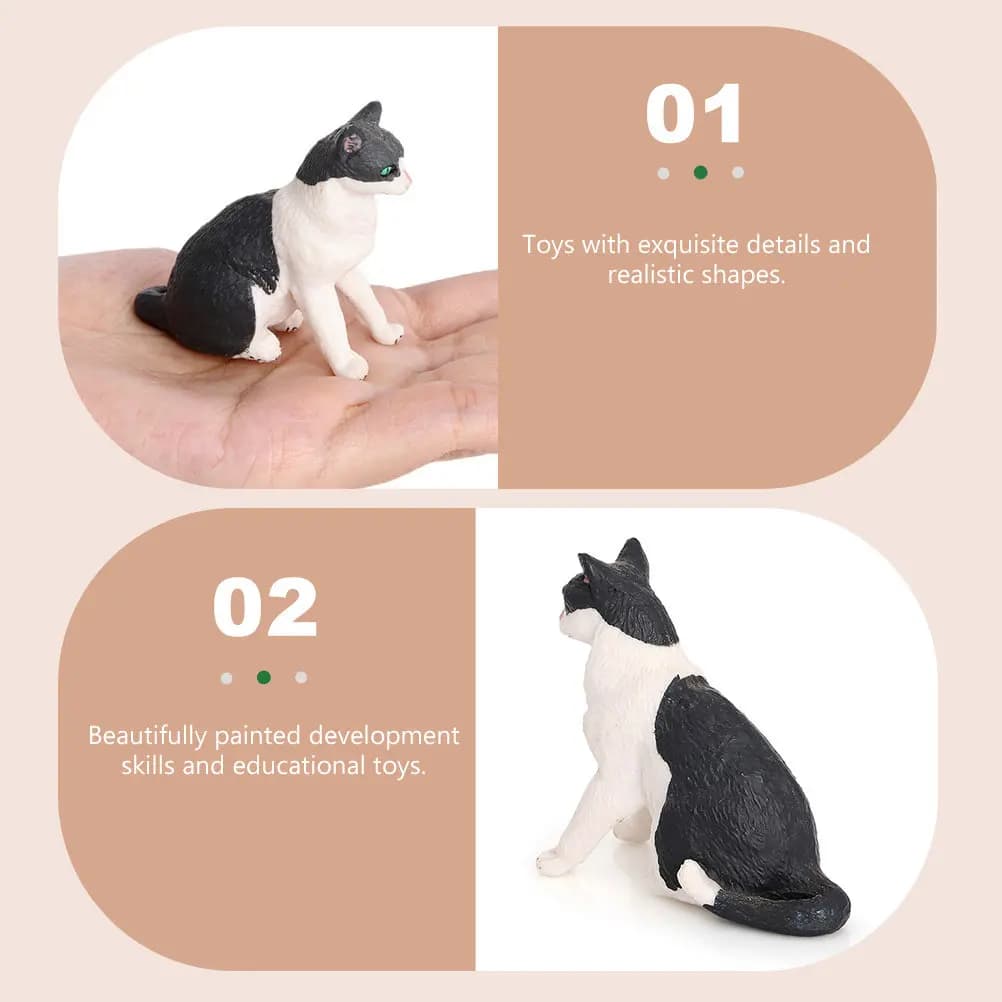 Statua Decorativa di Gattino in Plastica, Simulazione Animale, per Educazione dei Bambini, Decorazione da Scrivania e Casa, Ornamento Creativo