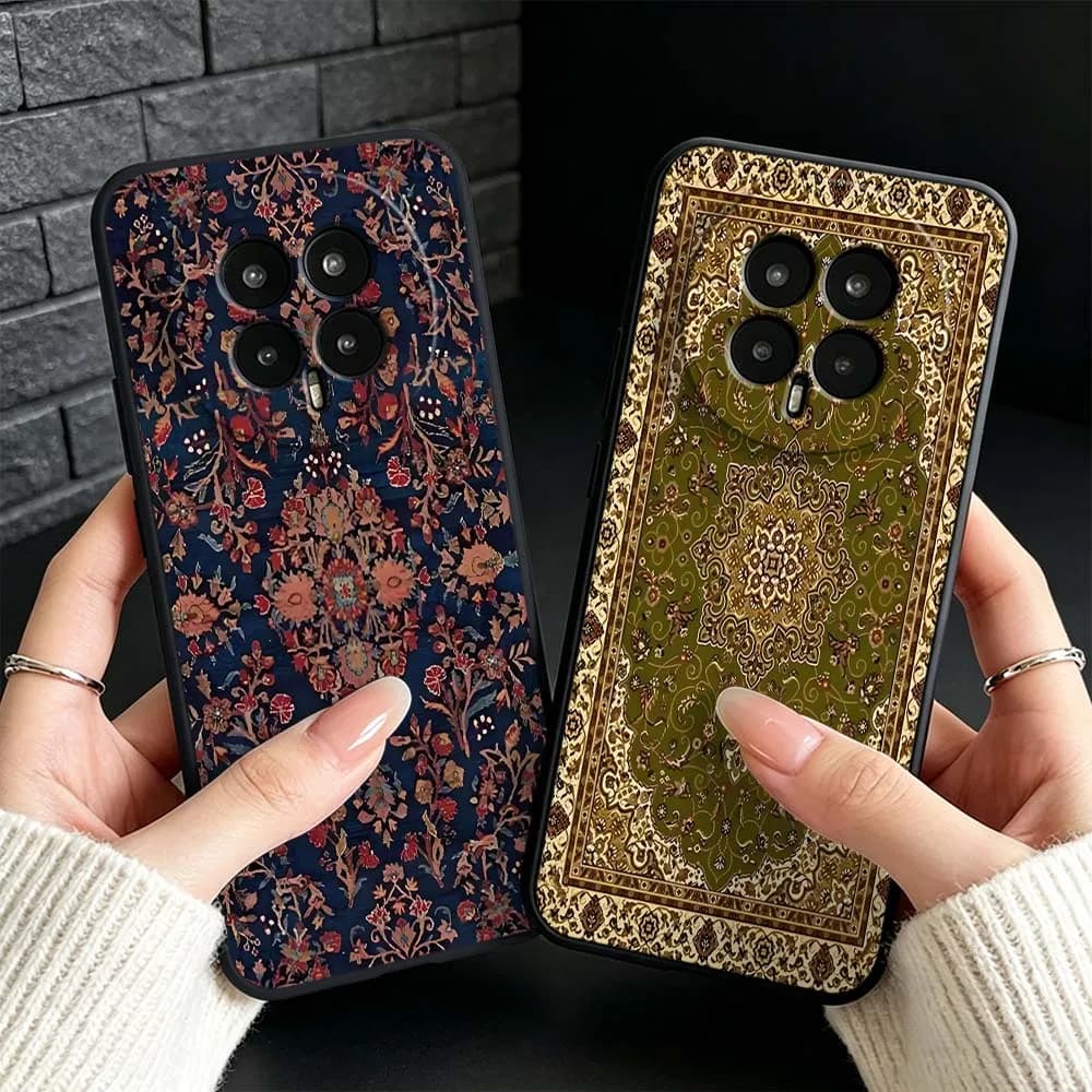 Retro Crimson Country Pattern Phone Case For Honor 400 300 200 100 90 80 70 60 SE Smart Lite Pro Ultra GT 5G Black Soft Cover