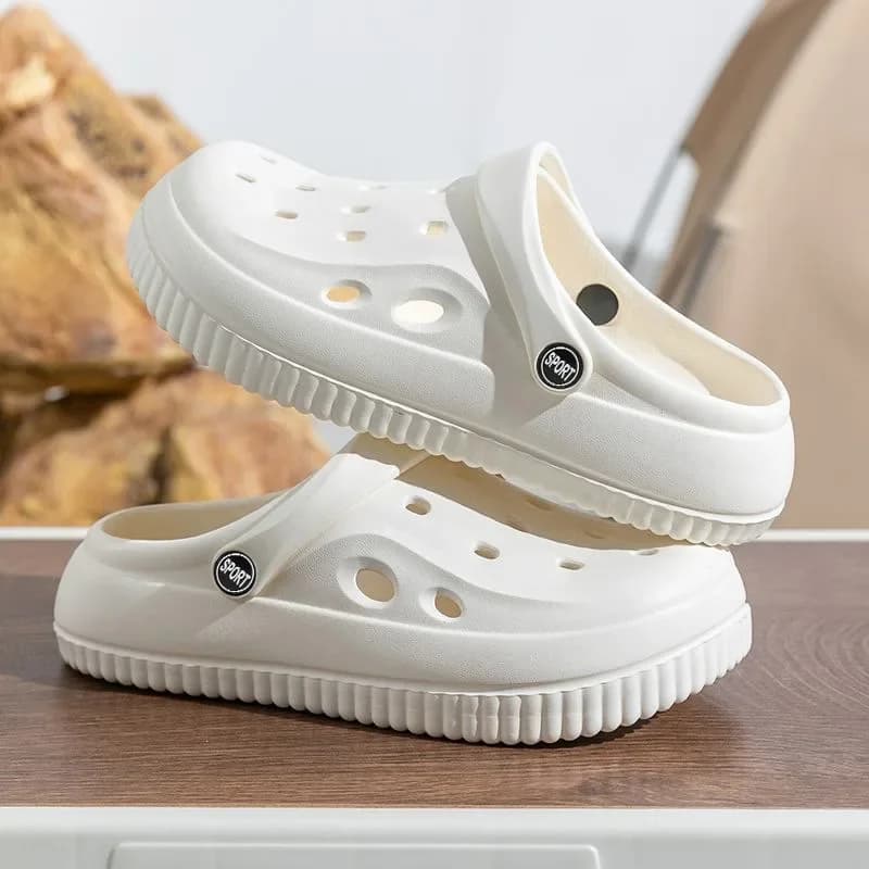 Lightweight EVA Clogs for Women Summer 2025 Comfortable Flat Non Slip Beach Sandals Woman Hollow Out Soft Sole Home Garden Shoes