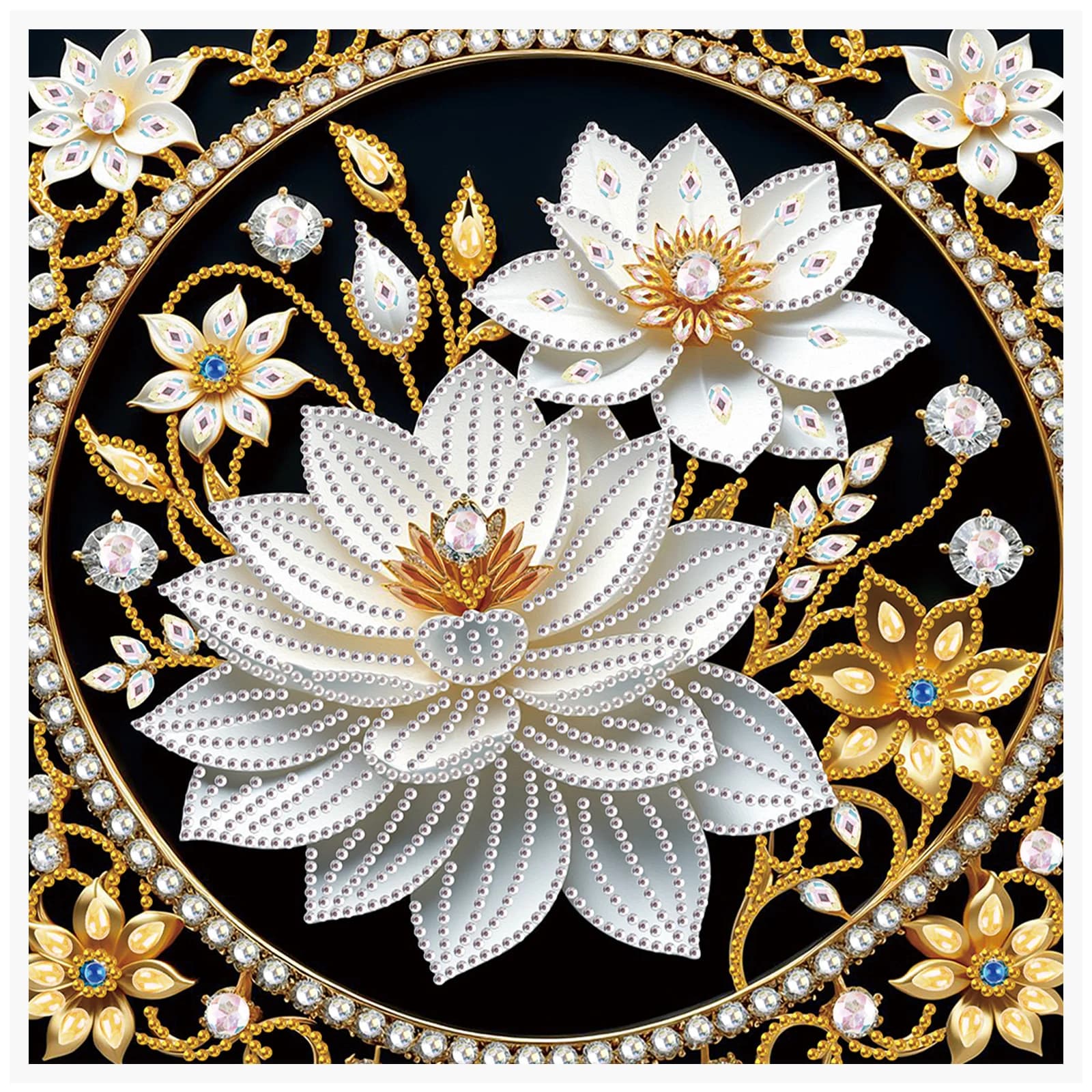 Kit di pittura artistica con diamante a forma speciale di loto per principianti adulti, kit di forme speciali con diamante di cristallo per regalo di decorazione della parete di casa