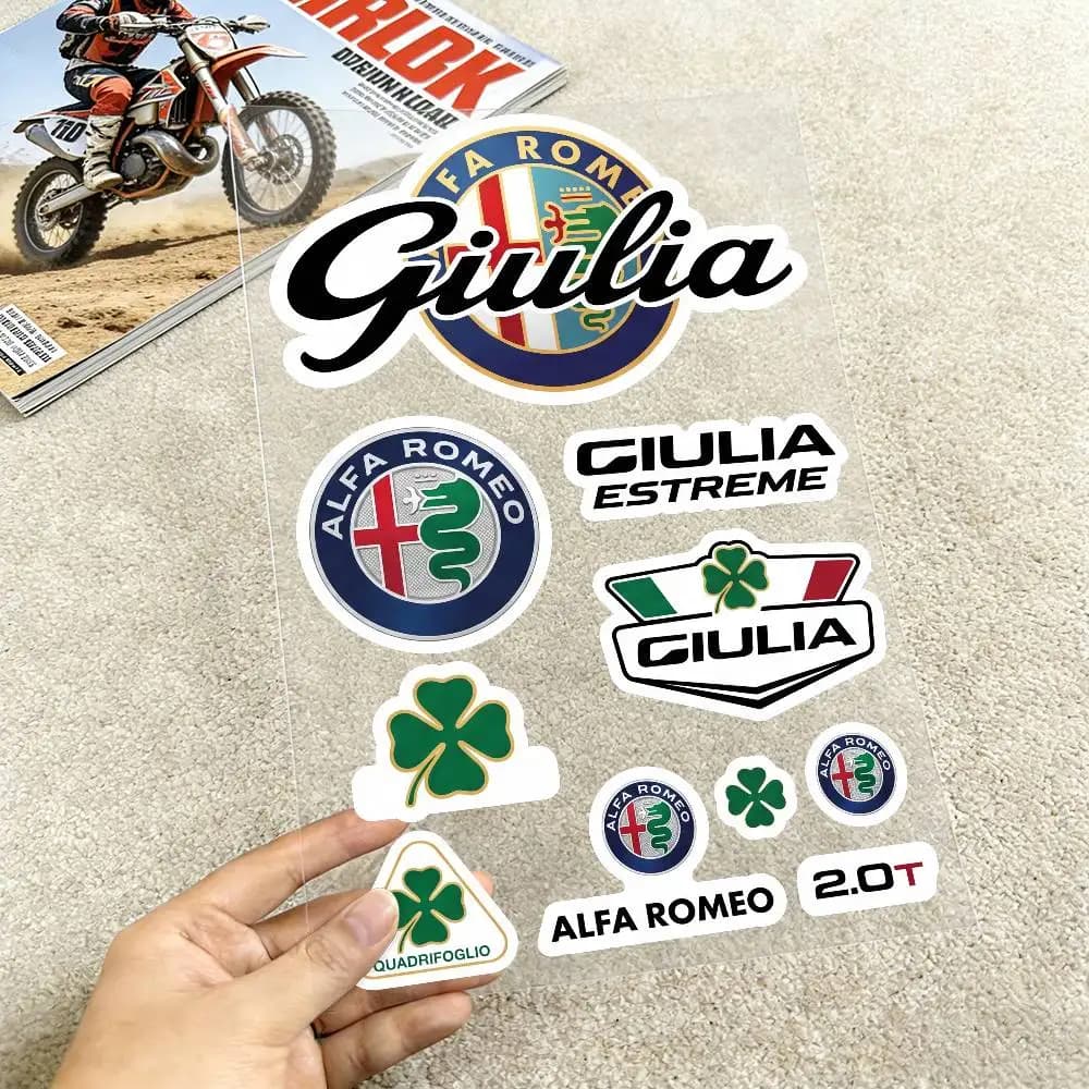 Poster G-iul-ia Motorcycle Reflective Stickers Waterproof Decals For Helmet Scooter Fuel Tank Toolbox Racing