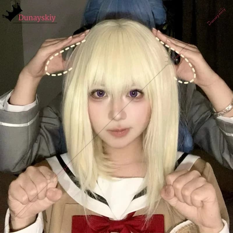 Nuova Parrucca Cosplay Ave Mu*jica 2026, 45cm Corta, Uika, Dorata Calda, Resistente al Calore, Sintetica, per Travestimenti di Halloween