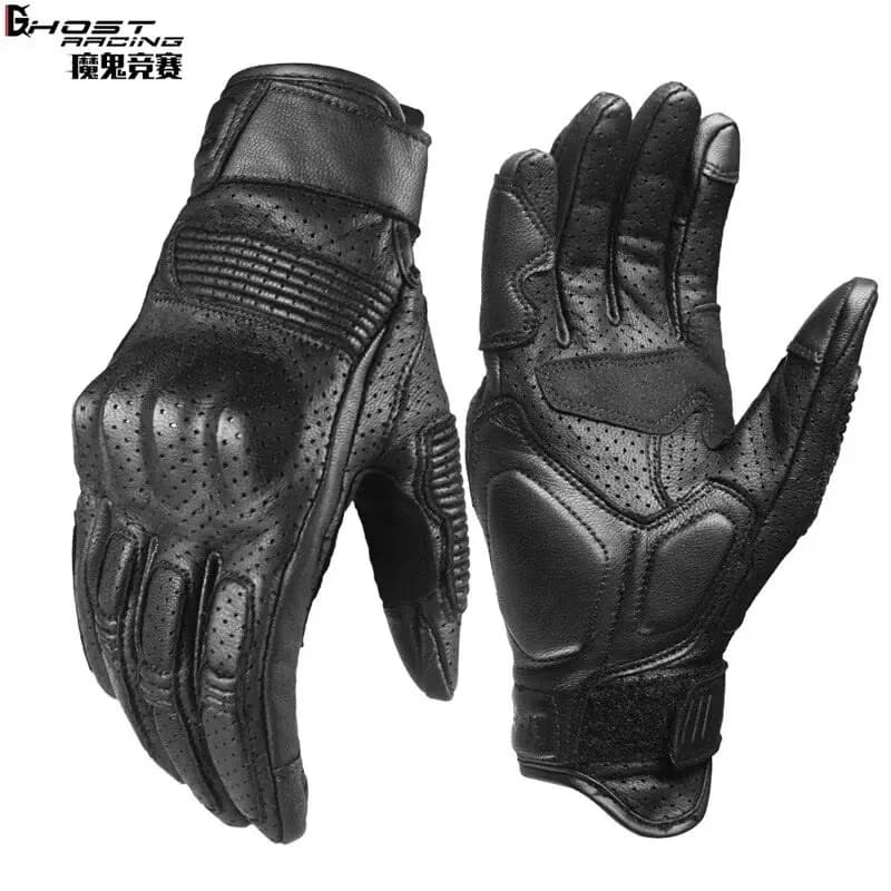 Men Women Motorcycle Riding Genuine Leather Vintage Gloves Summer Breathable Touchscreen Anti-Fall Gear