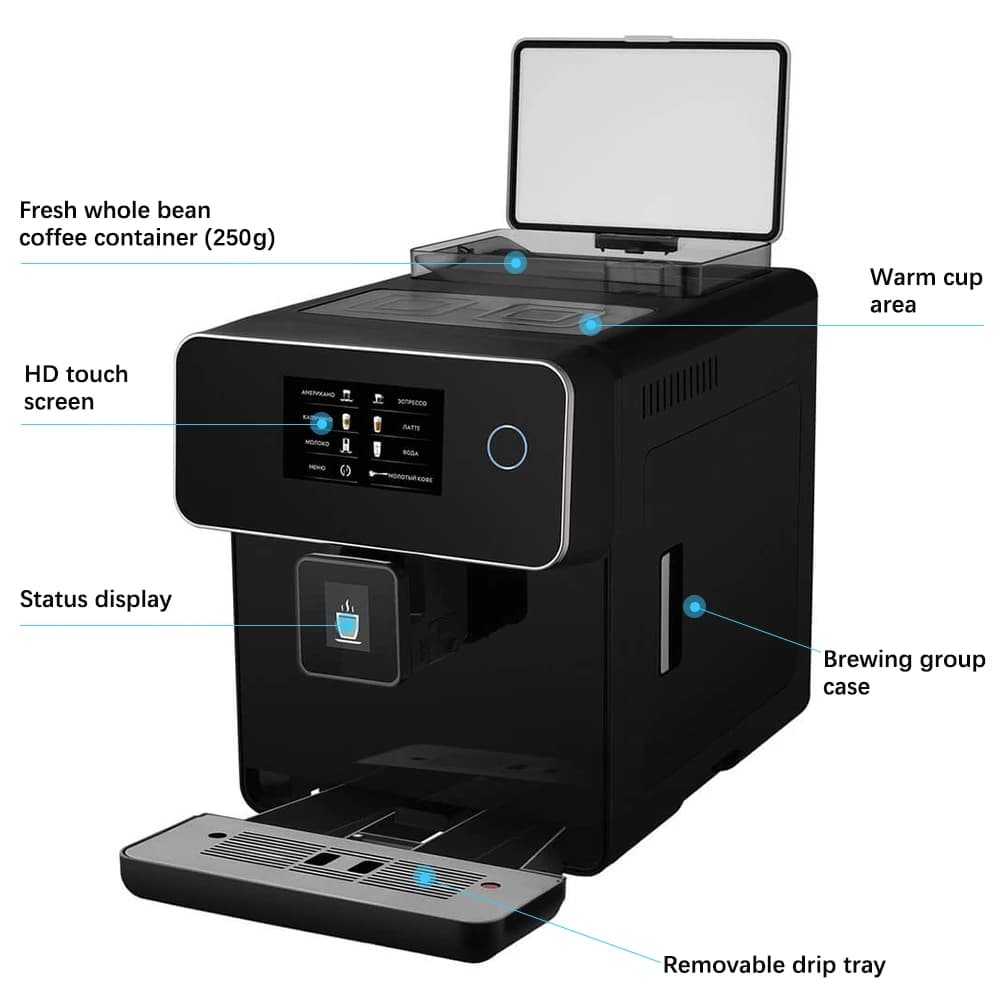 New Design Universal Digital Touch Screen Commercial Smart Fully Automatic Italy Espresso Coffee Maker Machine
