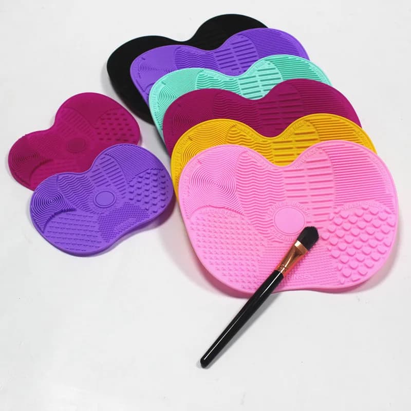 1 tampone detergente per pennelli da trucco in silicone a forma di mela con ventosa per una pulizia efficace degli strumenti cosmetici