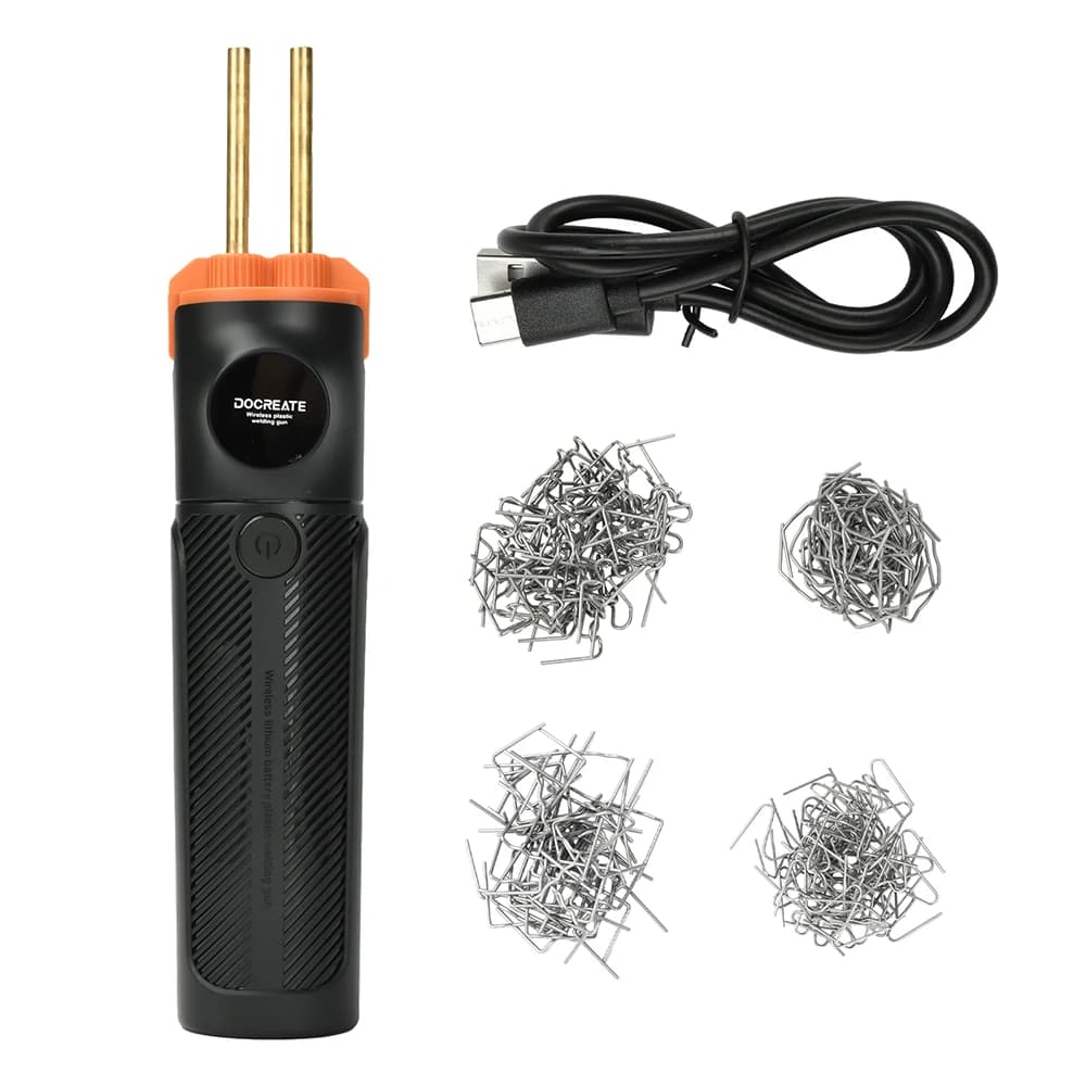 Saldatrice a batteria al litio senza fili per plastica, saldatrice a caldo per paraurti auto, kit di riparazione in PVC con 200 aghi per saldatura