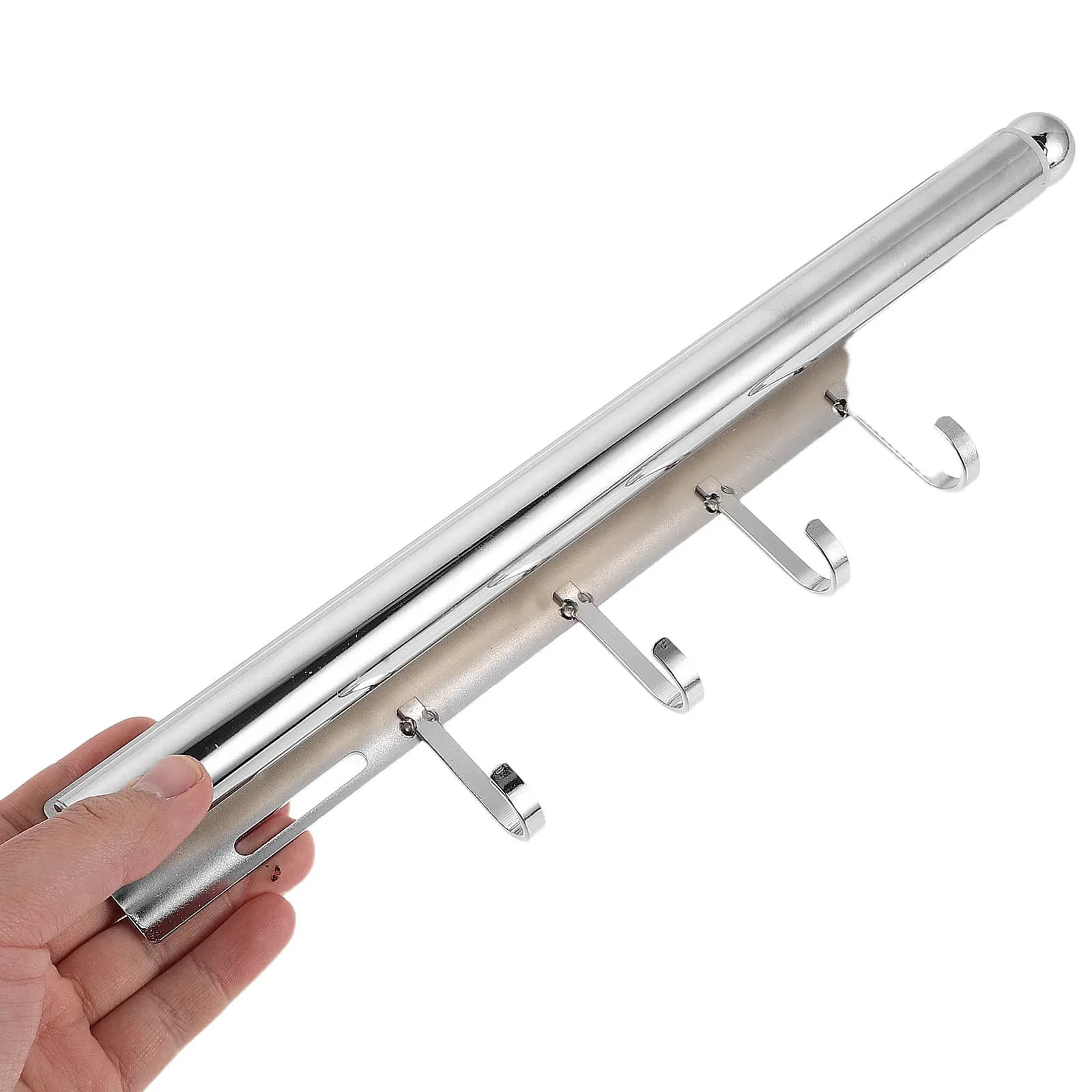 White Closet Pull-Out Clothes Hanger Rod Retractable Wall Mount Valet Slide Out Closet Rod Organizer Space Saving Wardrobe Rail