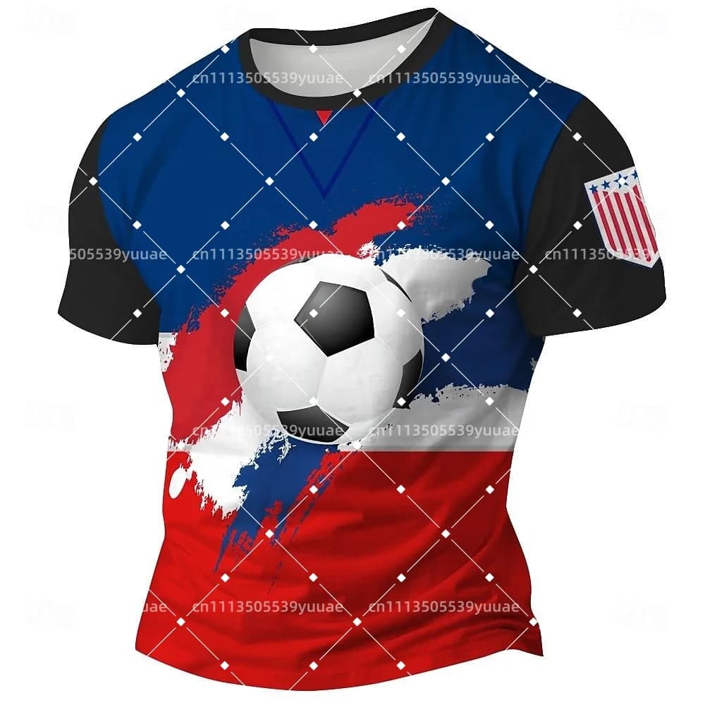 Nuova Maglia da Calcio Uomo 2026 con Grafiche, Stile Maglia Nazionale, Top Sportivo Casual per Tifosi, Tendenza Spiaggia e Surf