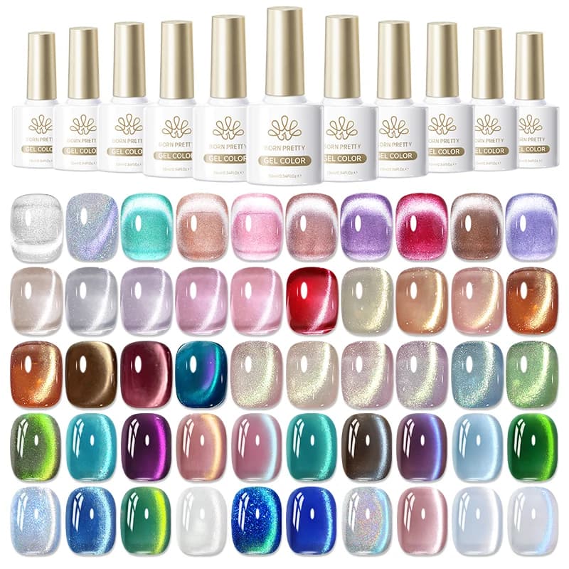 BORN PRETTY 10ml Scintillante Glitter Cat Gel magnetico Smalto per unghie Semi permanente Soak Off UV LED Vernice per manicure Nail Art