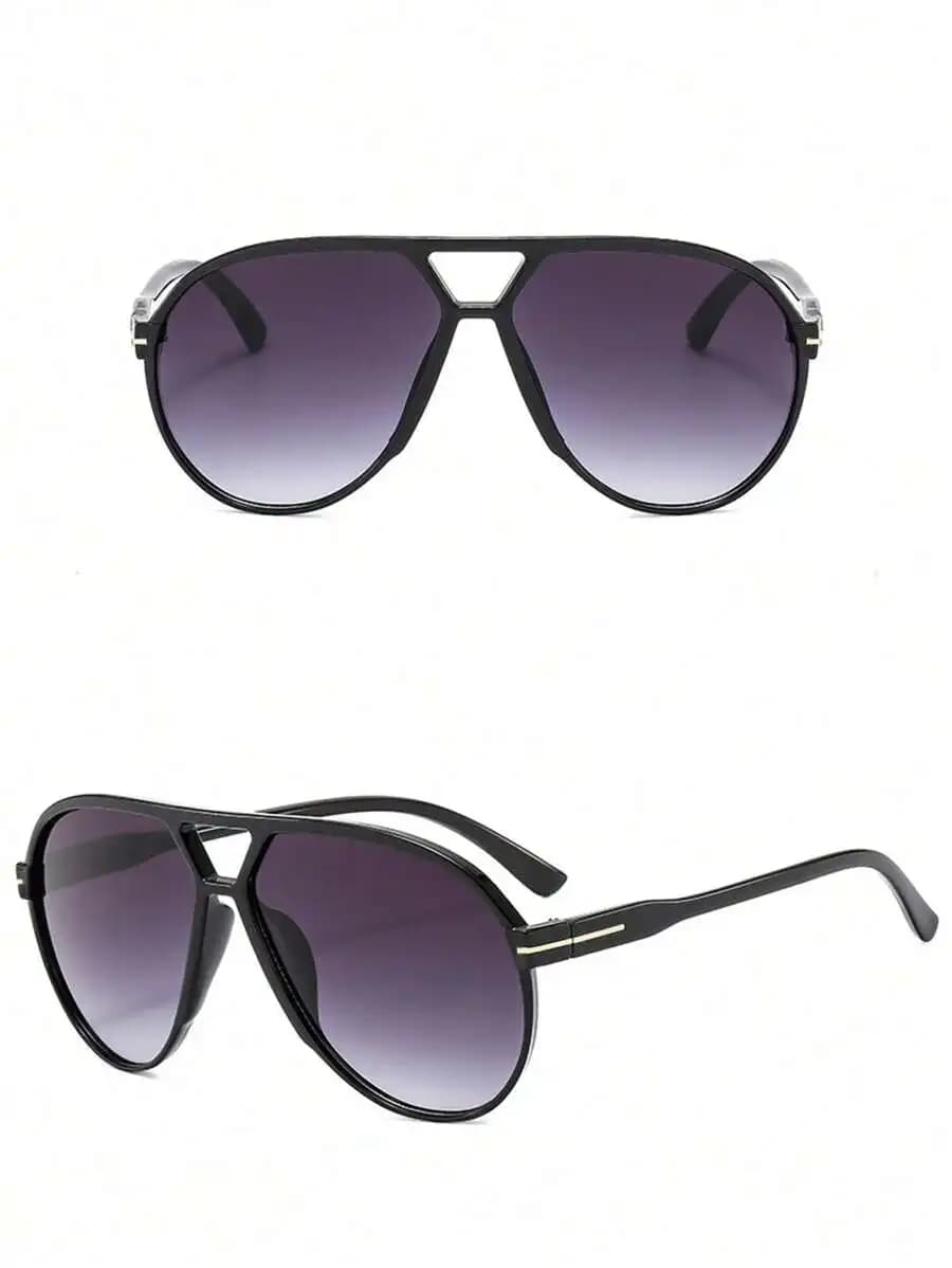 1pc Oversized Double Bridge Full Frame Fashion Glasses, Retro Cateye Glasses For Street Style