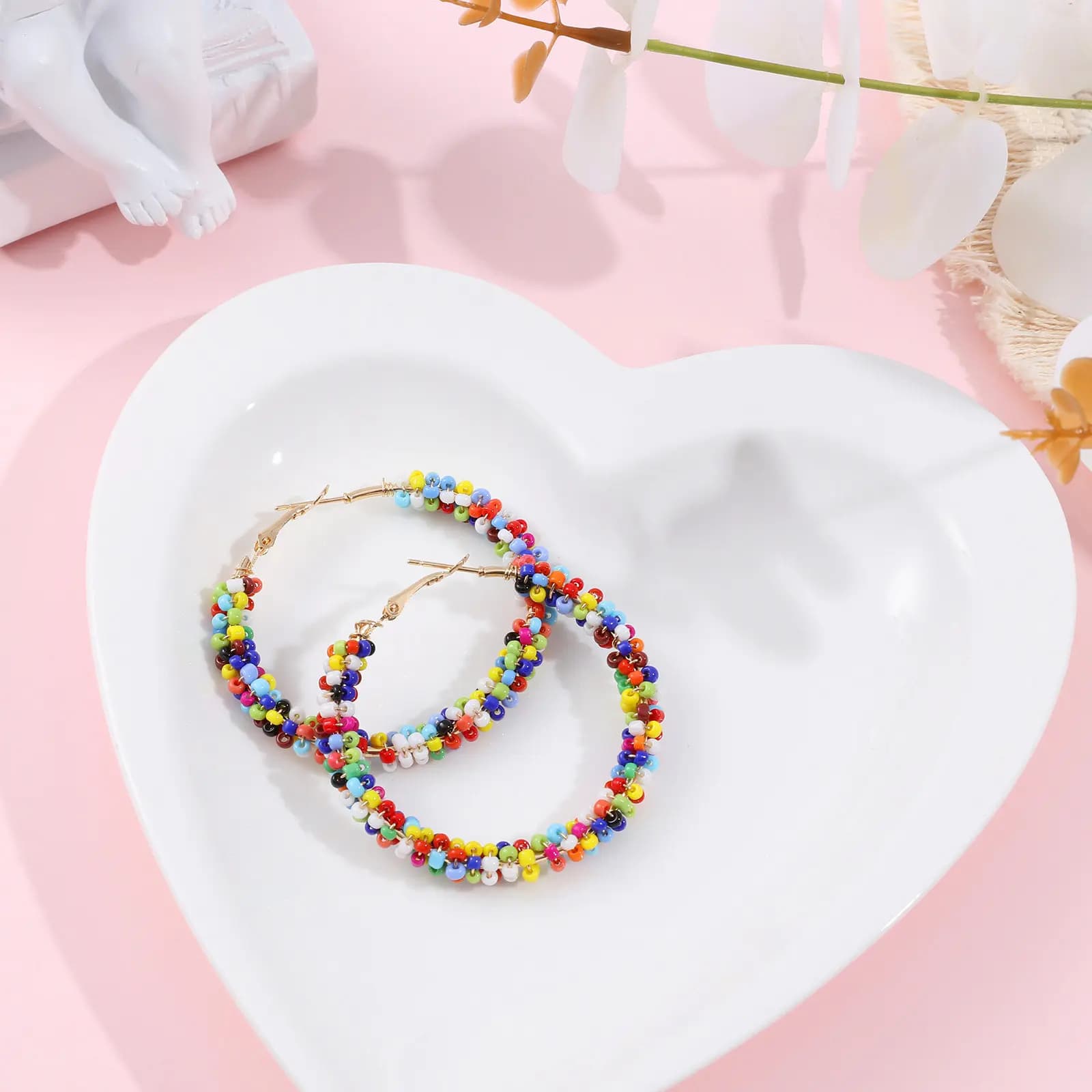 1 Paio di Orecchini Boho Colorati con Perline Circolari, Gioielli Pendenti in Resina, Orecchini Trendy da Donna, Regalo Perfetto per Fidanzata o Moglie