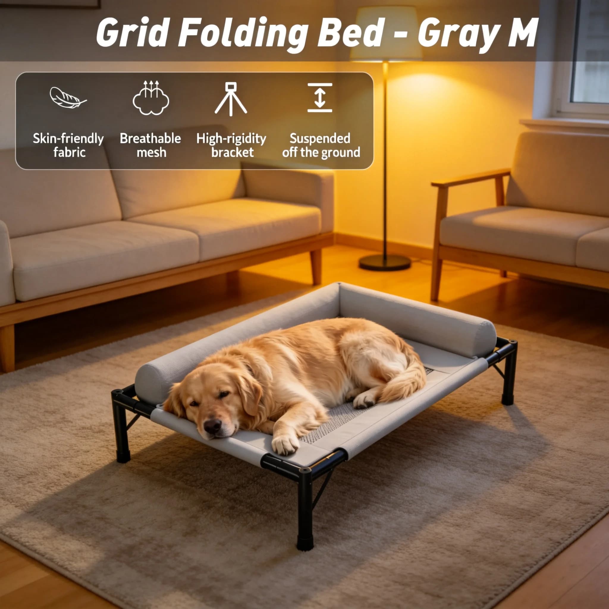 Cuccia per Cani Pieghevole e Lavabile, Adatta a Tutte le Stagioni, per Cani Grandi e Piccoli, Letto da Campeggio Stile Militare, Cuccia per Cani, Accessori per Animali Domestici per l'Estate