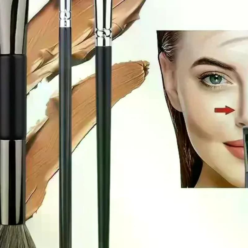 Set of U Shaped Makeup Brushes with Double Head for Naso Twist, Umbrella and Precise Modeling of Face