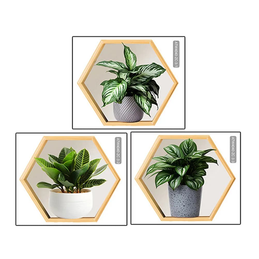 Murales di Piante Verdi in Vaso, 3 Fogli Adesivi Decorativi per Soggiorno e Ufficio, Adesivi Creativi in PVC per Piante, Decorazione Murale per Camera da Letto