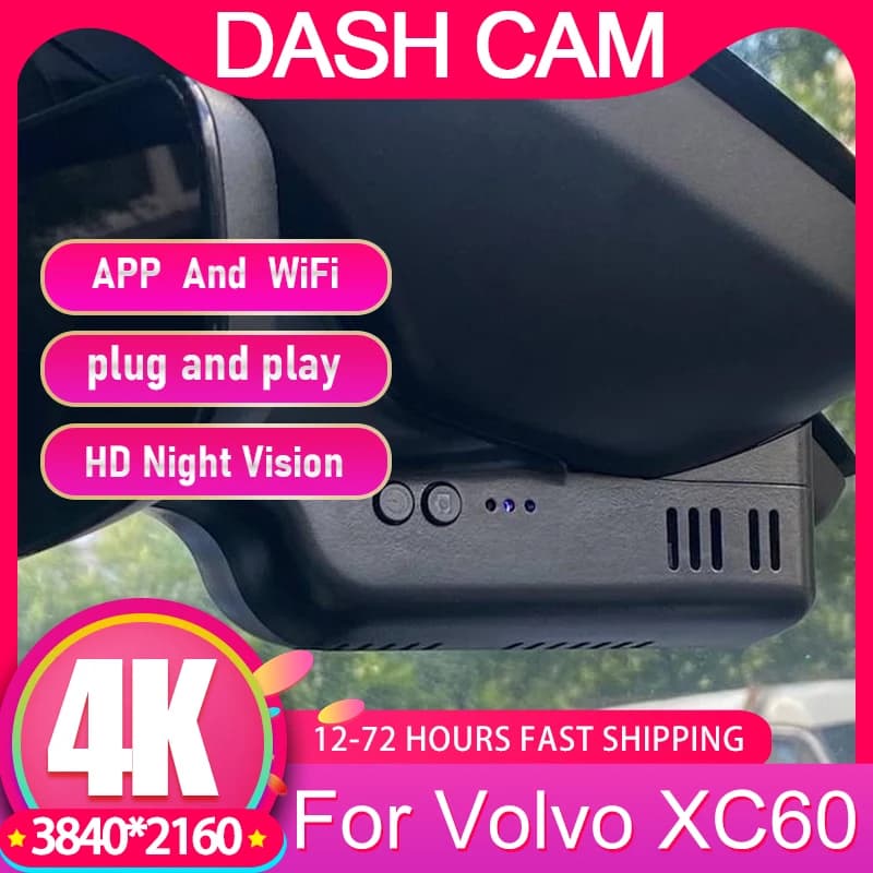 DVR for Volvo XC60 car from 2012 to 2025 Plug and play Dash Cam 4K, video camera Wifi Dashcam Accessories for Volvo XC60